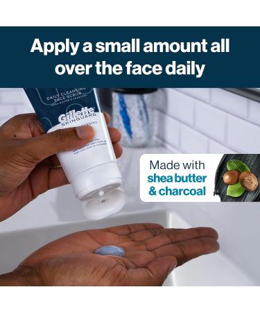 Gillette SkinGuard Face Scrub for Men 5 oz Daily Cleansing Exfoliating Face Scrub with Shea Butter and Charcoal - Buy Online on GoSupps.com