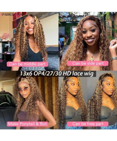 Honey Blonde Ombre Highlight Loose Deep Wave Lace Front Wig | 13x6 HD Lace 180% Density | Colored Human Hair Wig for Women | 12A Grade Pre Plucked Glueless SPARKLE DI - Buy Online on GoSupps.com