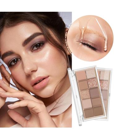 AHGHOUZ 10 Colors Eyeshadow Palette - Matte & Shimmer Brown Shades for Long Lasting Natural Eye Makeup - Buy Online on GoSupps.com