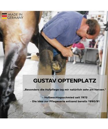 Gustav Optenplatz Premium Hufbalsam for Horses | Daily Hoof Care & Healthy Growth | 500ml Huffett & Ointment Against Cracked Hooves - Buy Online on GoSupps.com