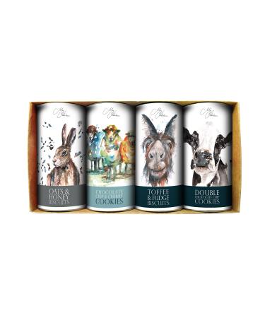 Meg Hawkins Farrah's of Harrogate - 4 Drum Gift Set - Hare Sheep Donkey Cow 4 x 160 g