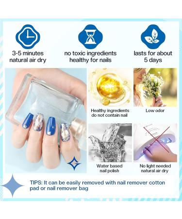 Glamonade Glitter Blue White Nail Polish Set - 10-Free Non Toxic Water Based Formula - 0.24 oz 6 Colors Kit with Rounded Design Brush - Ideal for Beginners - Buy Online on GoSupps.com