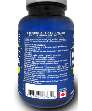  Promise Organic Milk Thistle - 250mg each capsule Support Liver Functions Liver and Colon Cleanse Detox Supplement Made in Canada 75 Caps - Buy Online on GoSupps.com