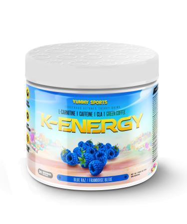 Yummy Sports K-Energy Drink Supplement Boost Energy Enhance Focus Physical Performance Powered by BHB MCT Caffeine Keto-Friendly Energy Drink - 30 Servings - 210g - Blue Raspberry