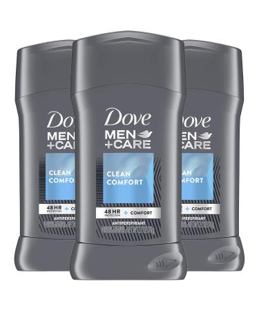 Dove Men+Care Antiperspirant Deodorant 48-hour sweat and odor protection Clean Comfort Antiperspirant for men formulated with vitamin E and Triple Action Moisturizer 2.7 oz pack of 3