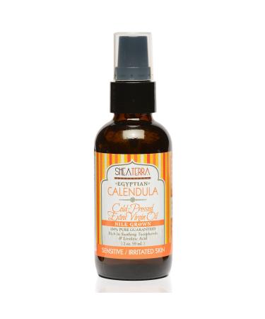 Shea Terra Egyptian Calendula Cold-Pressed Extra Virgin Oil | All Natural & Organic Oil Packed with Antiseptic and Anti-Inflammatory Properties to Soothe Irritated Weathered & Sun-Burned Skin 2 oz Calendula 2 Fl Oz (P...