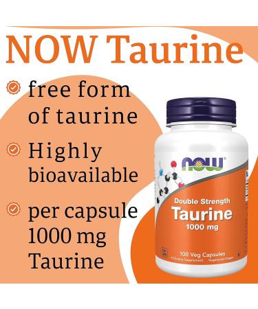 NOW Foods Taurine 1000mg Double Strength Vegan Capsules | Lab-Tested Amino Acid | Gluten-Free, Soy-Free, Vegetarian | Buy Online - Buy Online on GoSupps.com