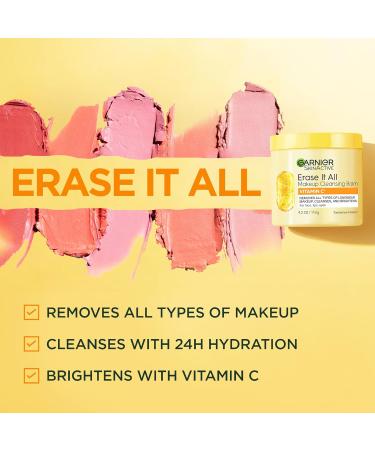 Garnier Erase It All Makeup Cleansing Balm with Vitamin C, Brightening Facial Cleanser and Makeup Remover, 4.2 Oz 4.2 Ounce (Pack of 1) - Buy Online on GoSupps.com