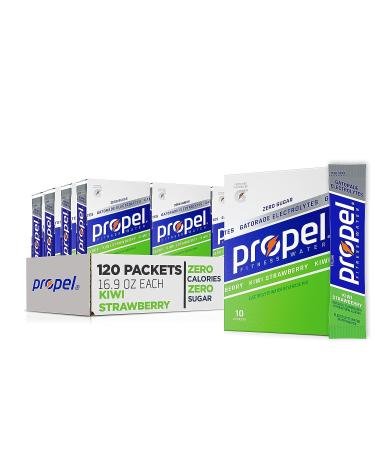 Propel Powder Packets, Kiwi Strawberry With Electrolytes, Vitamins and No Sugar, Pack of 12, 10 Packets each, Total 120 packets (Packaging May Vary) Original Kiwi Strawberry 10 Count (Pack of 12)