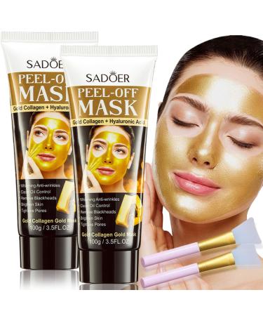 WEERSHUN Gold Peel-Off Mask Peel Off Face Mask Golden Exfoliating Mask Gold Foil Peel Off Face Mask (2PCS)