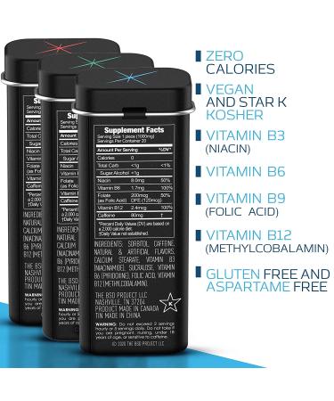 Viter Energy Extra Strength Caffeinated Mints - 80mg Caffeine & B Vitamins - Vegan & Sugar Free - Energizing Boost - Variety Flavor 6 Pack - Buy Online on GoSupps.com