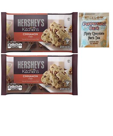 Hershey Cinnamon Flavored Chips. Convenient One Stop Shopping for Winter, Christmas or Office Party Baked Goods. Who Doesnt Love Home Made Cookies Also Includes a Bigelow Peppermint Bark Tea Sample.