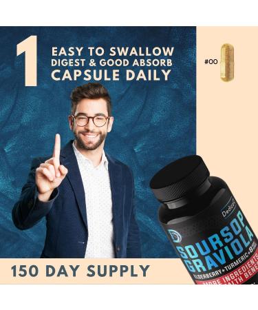 11in1 Graviola Soursop Leaves Capsules 9450mg - 5 Months Supply with Elderberry, Turmeric, Ginger & More - Mood, Immune & Body Health - 150 Vegan Capsules - Buy Online on GoSupps.com