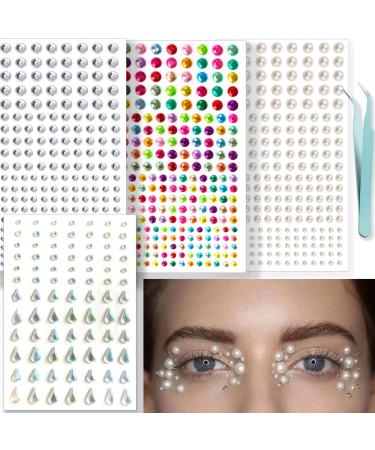 NOOEPC Face Gems Hair Gems Self-Adhesive Face Jewels Eye Jewels Rhinestones 3/4/5/6mm DIY Face Gems Stick on Hair Body Rhinestones Gems Crystals Pearls for Face Eyes Makeup Body Crafts