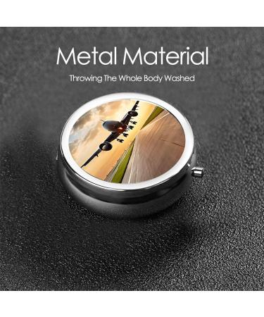 Airplane Printed Mini Round Pill Box | 3 Compartment Travel Pill Organizer | Portable Medicine Case for Home & Office Use - Buy Online on GoSupps.com
