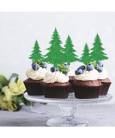 Rsstarxi 24 Pack Glitter Christmas Tree Cupcake Toppers 3 Designs Watercolor Assorted Xmas Green Cupcake Toothpicks for Christmas Winter Holiday Baby Shower Party Cake Decorations Design 20 - Buy Online on GoSupps.com