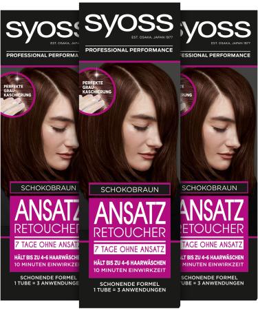 Syoss Syoss Chocolate Touch Up Approach Step 1 (3 x 60 ml) Semi-Permanent 7 Day Root-Free Colour Hair Colour for Quick and Easy Treatment