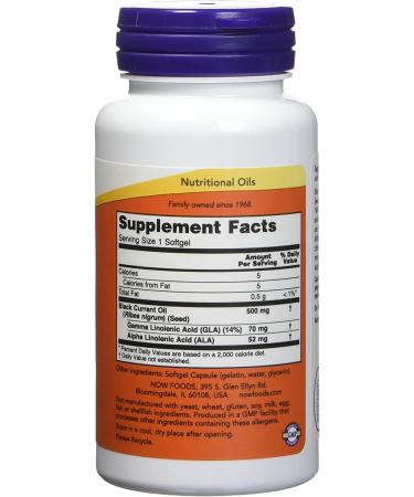 NOW Foods Black Currant Oil 500mg - 100 Softgels (2 Pack) - Buy Online on GoSupps.com