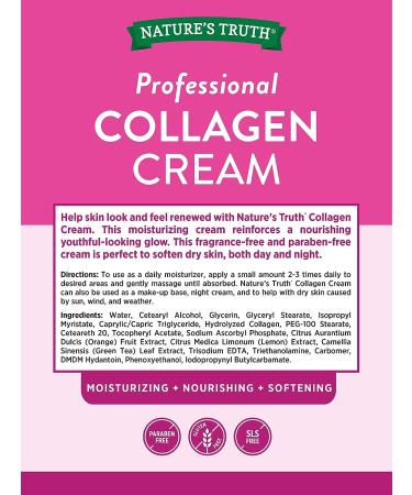 Natures Truth Professional Collagen Cream 4oz Skin Care Cream - White Formula - Buy Online on GoSupps.com