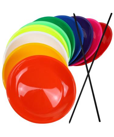 Schwam brands juggling plate with wooden or plastic stick in many different amounts and colors material A - juggling plate colorful with a plastic rod: 5