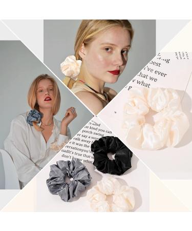 4 Mixed Big Scrunchies - Neutral Hair Ties for Thick Hair | Cute Elastic Ponytail Holders for Women & Girls - Buy Online on GoSupps.com