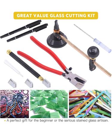 Mardatt 9 Pcs Glass Cutting Tool Set Kit Includes Adjustable Circular Glass Cutter  Glass Running Pliers with Rubber Tip  2mm-20mm Oil Feed Carbide Tip with 3 Bonus Blades for Mirrors Tiles Mosaic - Buy Online on GoSupps.com