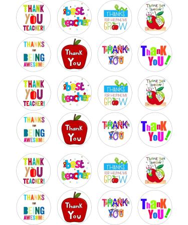 24 Teacher Thank you D2 pre-cut edible kids childrens party decorations cupcake wafer toppers - Buy Online on GoSupps.com