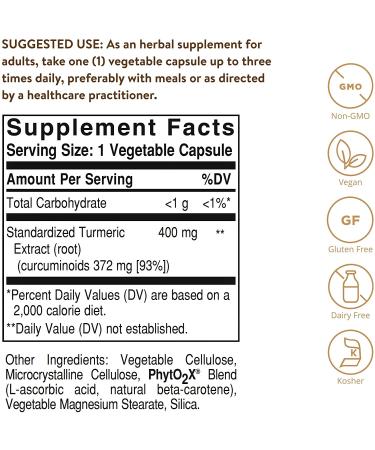 Solgar Turmeric Root Extract - 60 Vegetarian Capsules for Joint Health & Inflammation - Buy Online on GoSupps.com