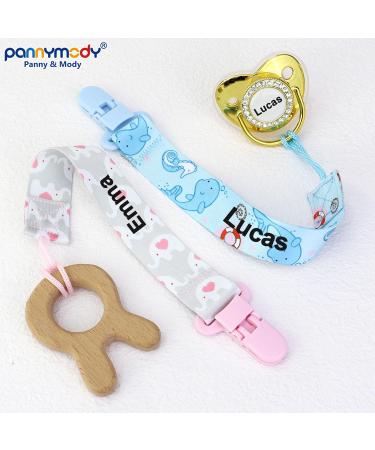 Personalized Pacifier Clips for Girls - Panny & Mody 4-Piece Name Chain Set in Pink & Rose - Buy Online on GoSupps.com