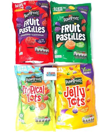 Jelly Tots Bundle: Tropical 140g + Jelly Tots 150g + Fruit Pastilles 143g + Fruit Pastilles Strawberry & Black Currant 143g Boxed Treatz - Buy Online on GoSupps.com