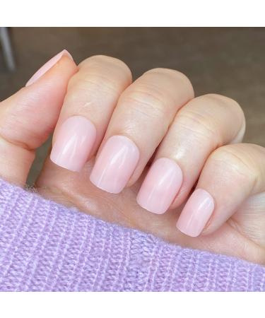 Novo ovo nails to stick on short corner oval nude press on fake nails angular pink colored color naked artificial fingernails to stick on artificial nails with glue for ValentineStag acrylic like literally acrylic like
