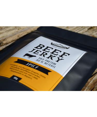  CRAFTSMAN FINEST FOODS Craftsman Beef Jerky Spicy 500g | Dry Meat with Chilli from Germany - Bavaria | Jerky Beef Set 10 x 50g | 100% Beef | High Protein 68% | 100% Natural | Sugar Free - Buy Online on GoSupps.com