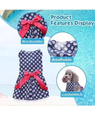 Petcute Elegant Dog Dress - Summer Tutu & Lace Skirt for Small Dogs - Cute Bowknot & Flower Design | XS Dark Blue & White - Buy Online on GoSupps.com