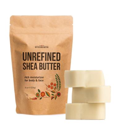 Raw Shea Butter - 100% Pure African Unrefined Shea Butter for Hair | Skin Moisturizer for Face and Body | with Natural Smoky Scent | Use for Soap Base DIY Whipped Lotion Lip Balm - 8 oz Block Bar 8 Ounce (Pack of 1)