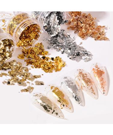 Nail Foil Flakes 4 Bottles Gold Foil Flakes Metallic Gold Foil Set for Nails  Resin  Epoxy  Makeup  Jewelry  Candle Molds - Buy Online on GoSupps.com