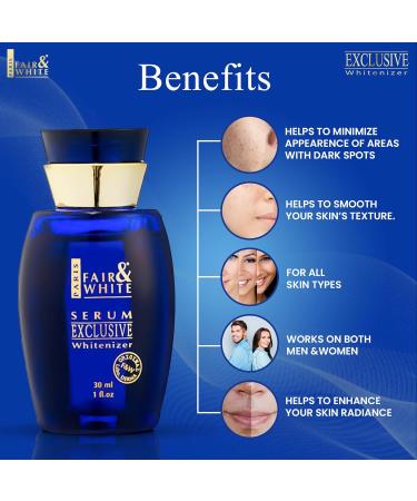 Fair and White Exclusive Skin Brightening Serum - 1 Fl oz (30ml) | Enhance Radiance & Even Skin Tone - International Shipping Available - Buy Online on GoSupps.com