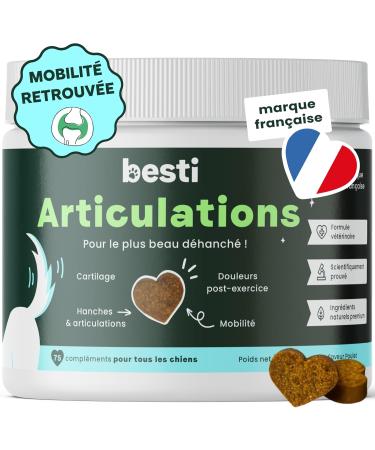 BESTI - Joints | 75 Premium Food Supplements for Dogs | Anti-Arthrosis Improves Joint Mobility and Cartilage | French Brand - Veterinary Formula | With Chicken | 300 GR - Buy Online on GoSupps.com
