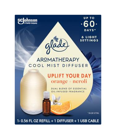 Glade Aromatherapy Diffuser & Essential Oil Air Freshener for Home Uplift Your Day Scent with Notes of Orange & Neroli 0.56 Fl Oz Uplift Your Day 1 Diffuser + 1 Refill