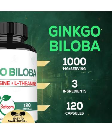 Satoomi 1000mg Ginkgo Biloba Supplements with L-Tyrosine, L-Theanine - 120 Capsules for 2-Month Supply - Support Focus, Mermory Function, Brain Health & Vision Quality 120 Count (Pack of 1) - Buy Online on GoSupps.com