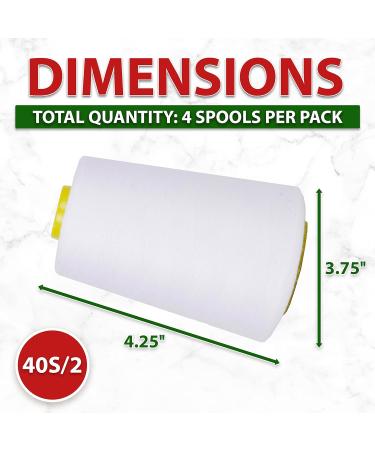 Mandala Crafts White Serger Thread Cones 4 Pack - 24000 Yds Polyester Thread for Overlock Sewing - 40S/2 All Purpose Sewing Thread - Buy Online on GoSupps.com