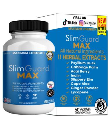 GREENVIFY SlimGuard Max Maximum Strength Natural Supplement 60 Capsules with Psyllium Powder Acai Berry All Natural Ingredients Vegan Friendly (1)