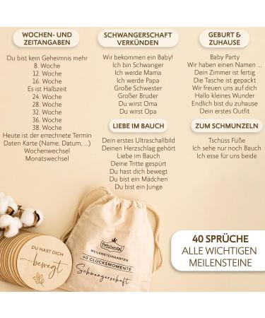 Prinzental 40 Milestone Cards for Pregnancy | Engraved Wooden Photo Cards | Perfect for 9 Months (German) - International Shipping Available - Buy Online on GoSupps.com