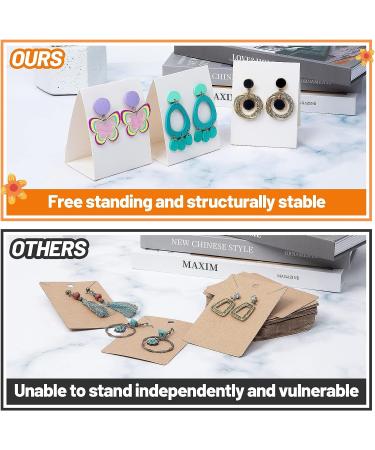 100 Pcs Standing Earring Display Cards with 200 Pcs Earring Backs - White | Ideal for DIY Earrings and Jewelry Display - Buy Online on GoSupps.com