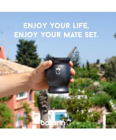 BARGRIN Mate Argentino Set for Yerba Mate - Includes Stainless Steel Bulb and a Bulb Cleaning Brush - Matte Double Wall Kit Stainless Steel Black 3D - Buy Online on GoSupps.com