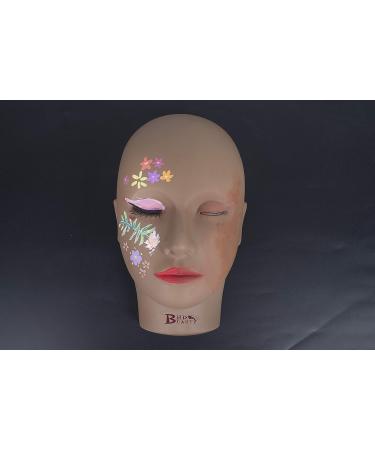 BHD BEAUTY Dark Brown Eyelash Training Head - Flat Soft PVC Material for Cosmetology Practice - Buy Online on GoSupps.com