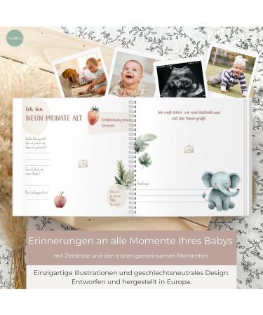 Huborns Baby Album - Memory Book for First Year 50+ Pages & Stickers Perfect Baby Shower Gift - Glue Photos & Labels Ideal for Children - International Shipping - Buy Online on GoSupps.com