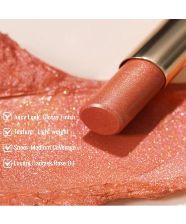 Oulac 2-in-1 Shimmering Lipstick & Lip Balm | Coral Juicy Lip Care | Hydrated Shiny Finish for Dry Lips | Vegan | Utopia S05 S5 - Buy Online on GoSupps.com