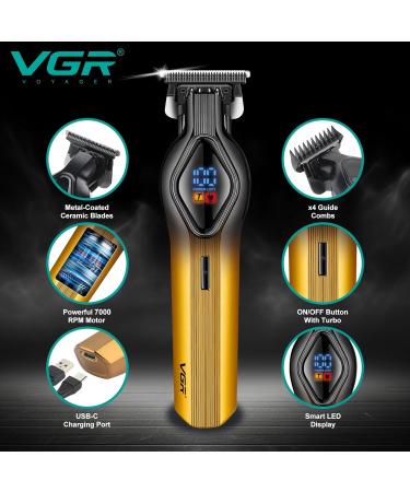 VGR Beard Trimmer Men Rechargeable Electric Cordless Hair Trimmer - 7000 RPM USB-C Ceramic Blades - 200 Min Battery - Mens Shaver Razor Face Grooming Kit - Male Beard Clippers Bald Head - Buy Online on GoSupps.com