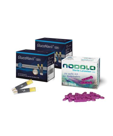 GlucoNavii blood glucose test strips 100 pieces incl. Nodolo lancets 100 pieces in a bundle