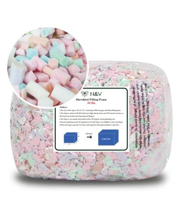 N&V Shredded Foam Filling Bean Bag Refill Safe and Healthy High Density Foam Odorless and Allergen Free Perfect Stuffing for Bean Bags, Plush, Pillows, Dog Beds, Cushions and Crafts. (10 Pound) 10LB New packaging